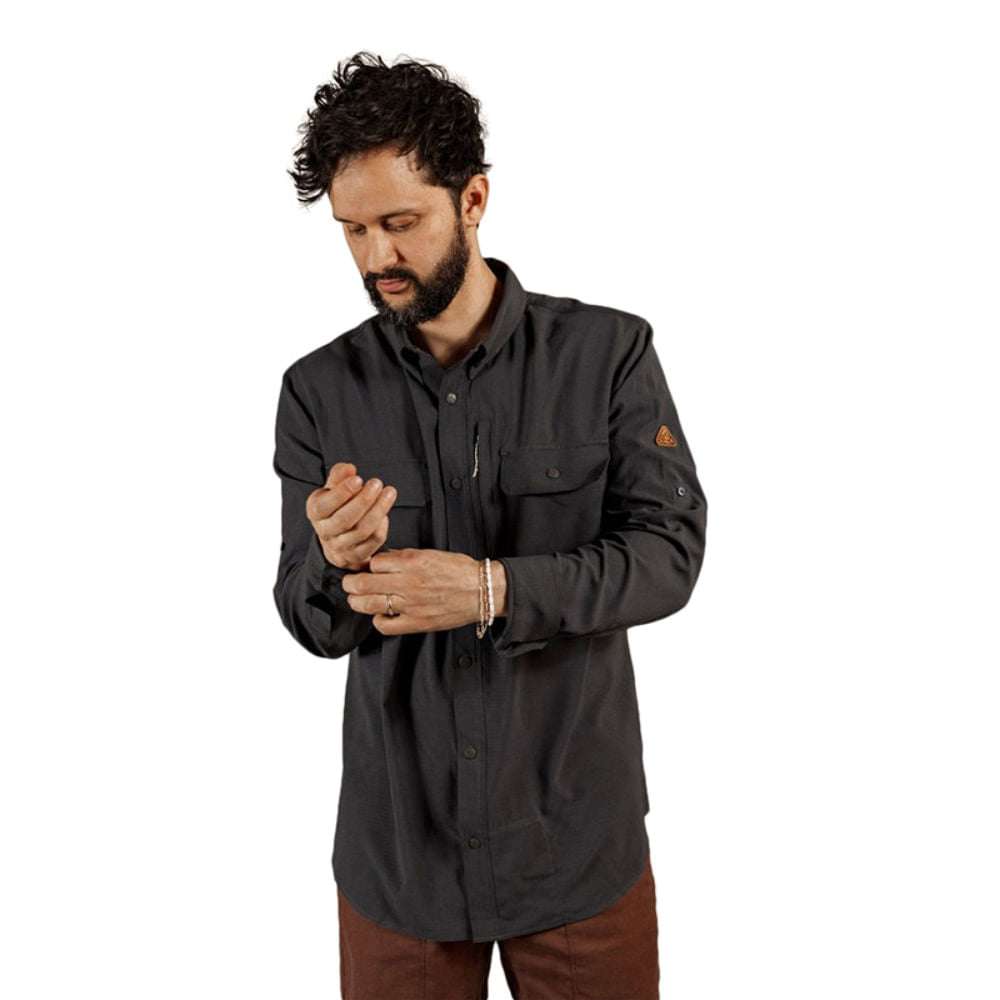 Livsn Mens Creek Shirt Tops in Grey Color
