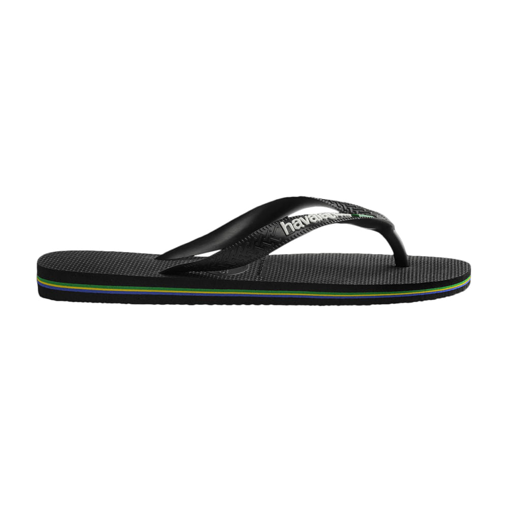 Havaianas Unisex Brazil Logo Flip-Flops in Black Color