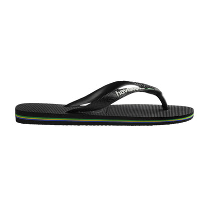 Havaianas Unisex Brazil Logo Flip-Flops in Black Color