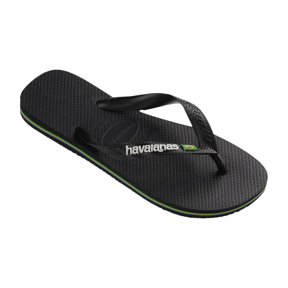Havaianas Unisex Brazil Logo Flip-Flops in Black Color