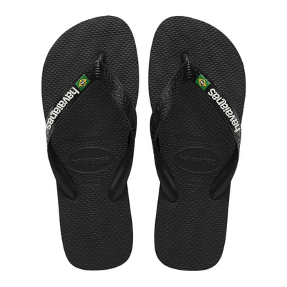 Havaianas Unisex Brazil Logo Flip-Flops in Black Color