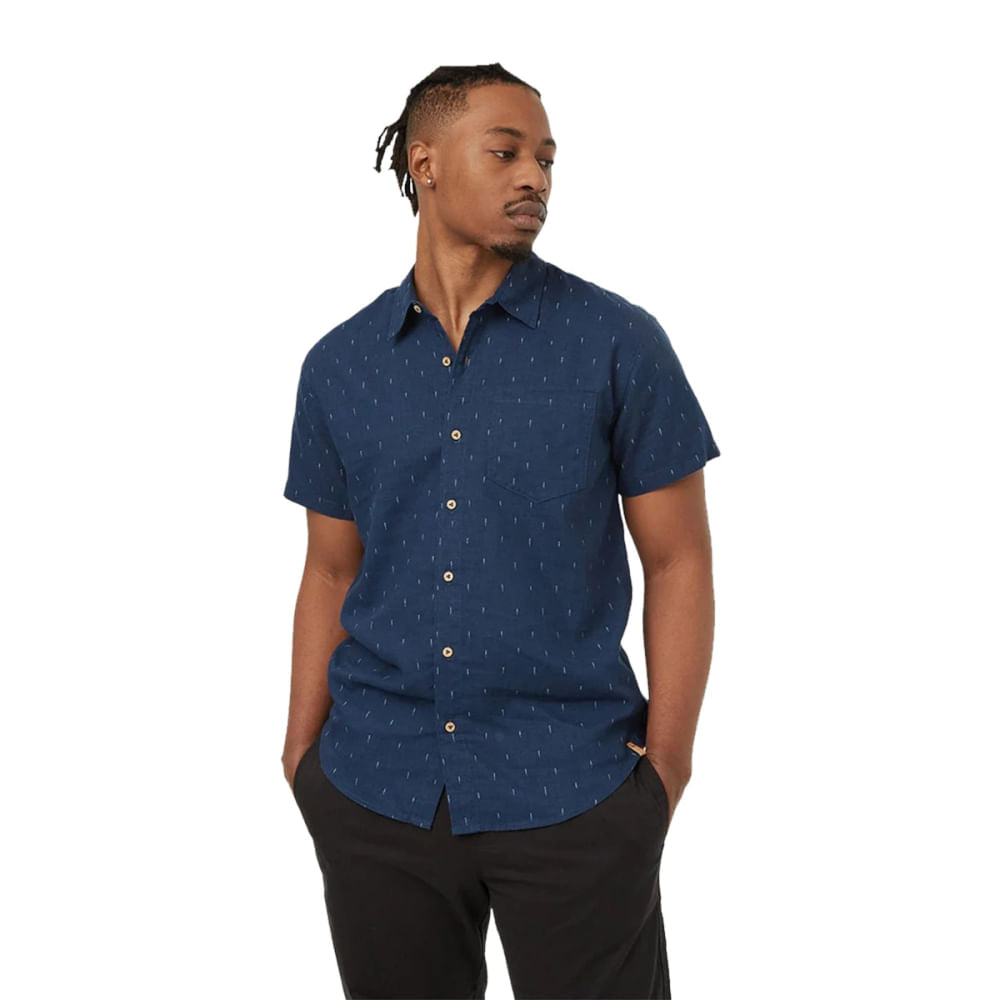 Tentree Mens Small Tree Mancos S/S Tops in Blue Color