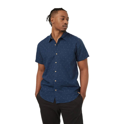 Tentree Mens Small Tree Mancos S/S Tops in Blue Color