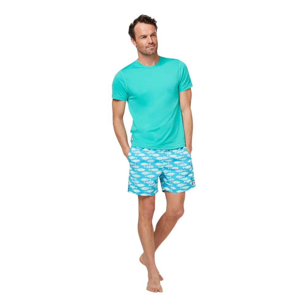 Tom & Teddy Mens Ss Rash Top Swimsuits in Green Color