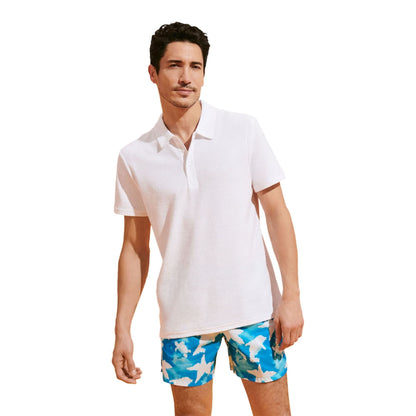 Vilebrequin Mens Phoenix Terry Polo Tops in White Color