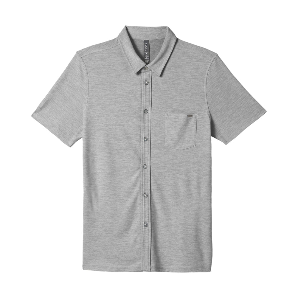 Vuori Mens Ace Button Down short sleeve Tops in Grey Color
