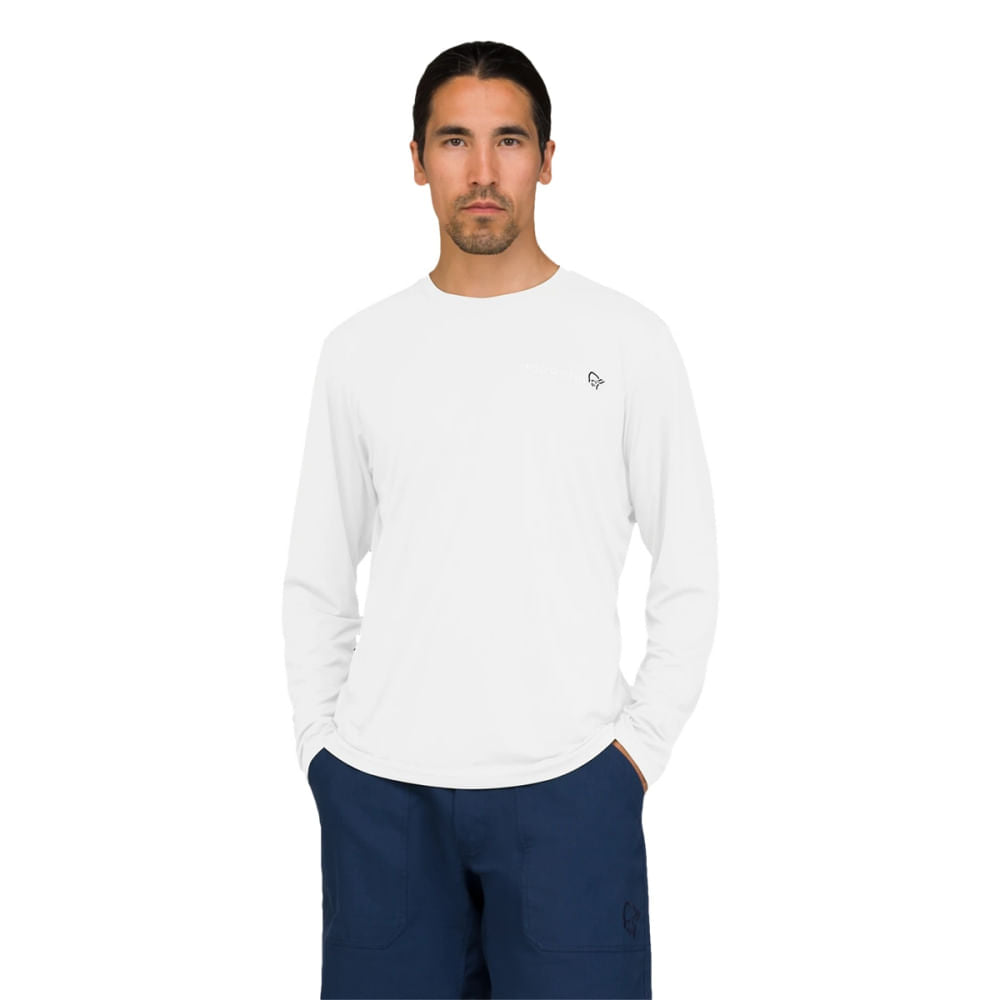 Norrona Mens M/Tech Long Sleeve Tops in White Color