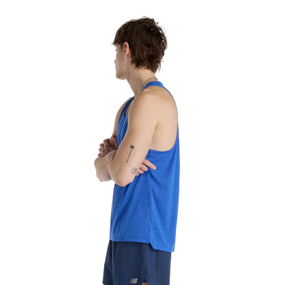 New Balance Mens Athletics Singlet Tops in Blue Color