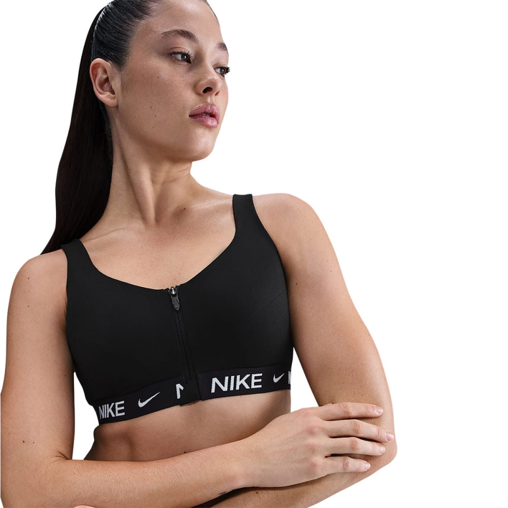 Nike Womens Indy High Support Padded Front-Zip Sports Bra | BLACK