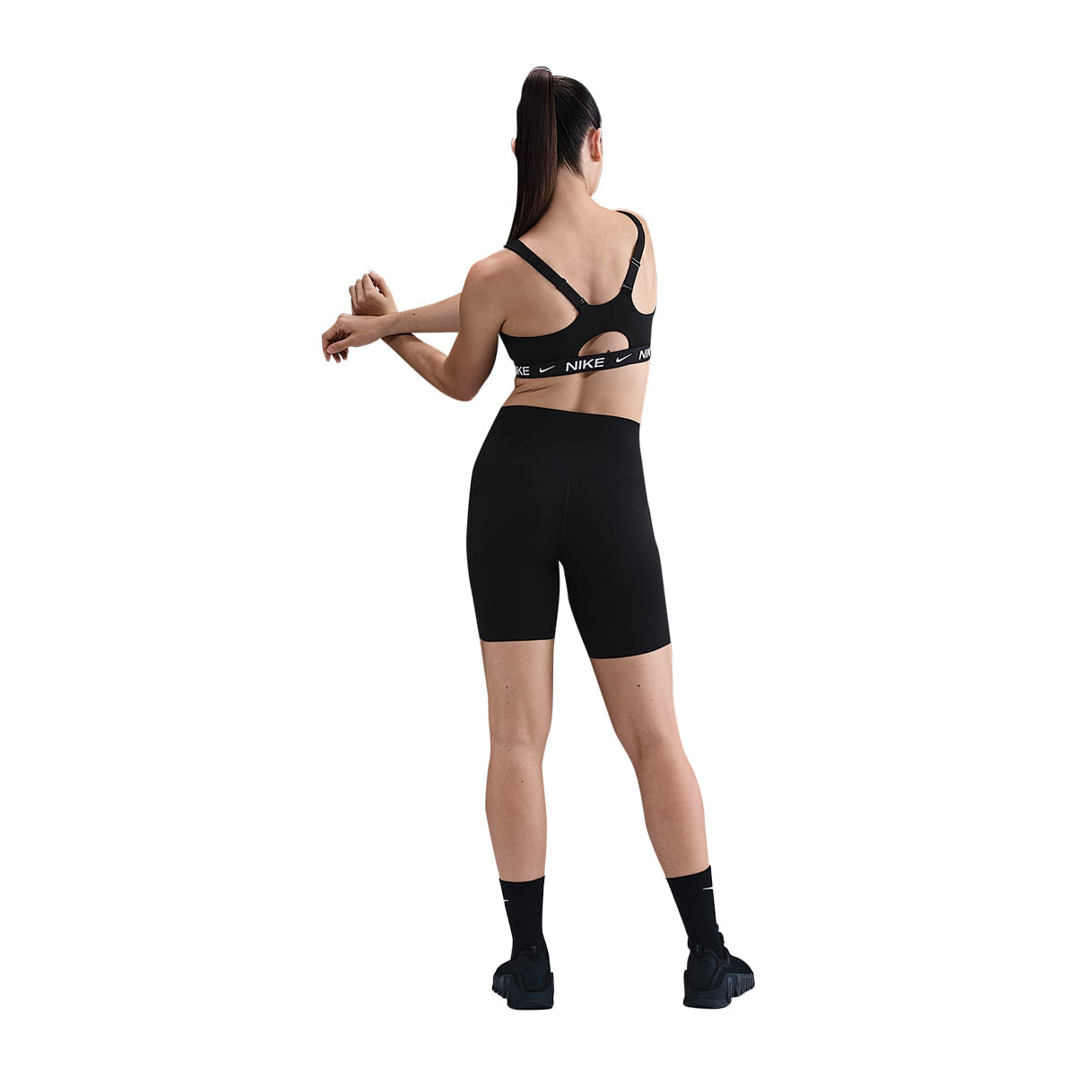 Nike Womens Indy High Support Padded Front-Zip Sports Bra | BLACK