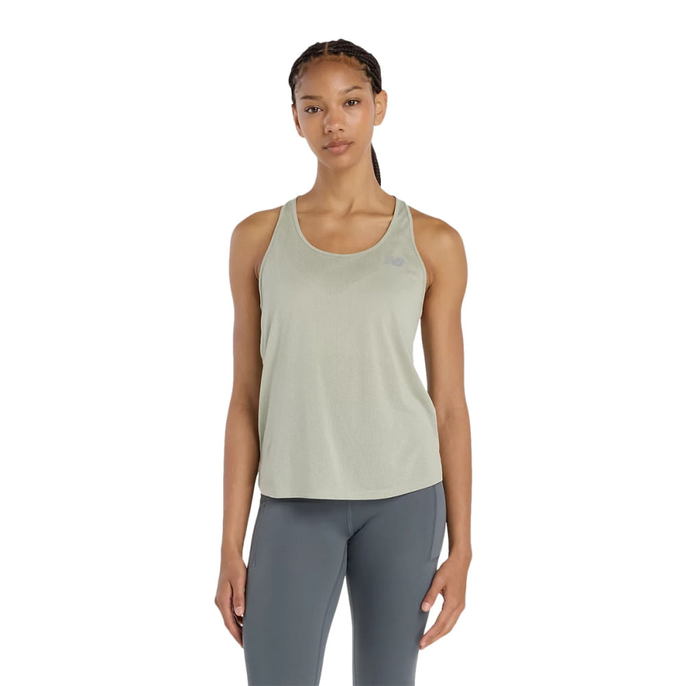 New Balance Womens Athletics Tank Tops in Green Color