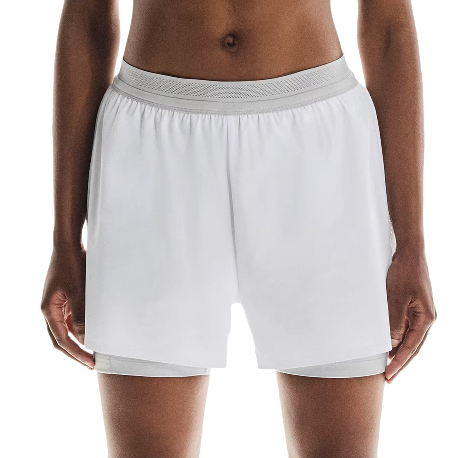 On Womens 3In Perf 2In1 Shorts in White Color