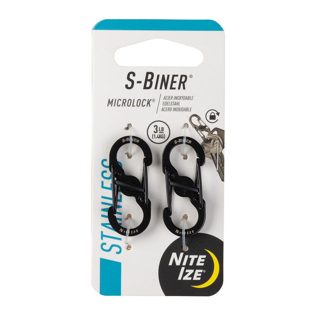 Nite Ize S-Biner Microlock 2Pk Travel Accessories in Black Color