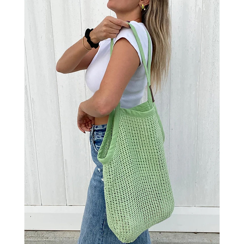 Sand Cloud Net Market Bag in Green Color