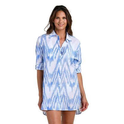 La Blanca Womens Camp Shirt Tops in Multi Color