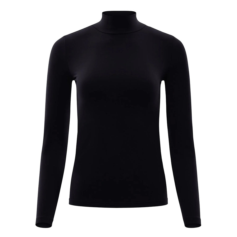 T.W.I.N. Womens Turtleneck Spandex Tops in Black Color