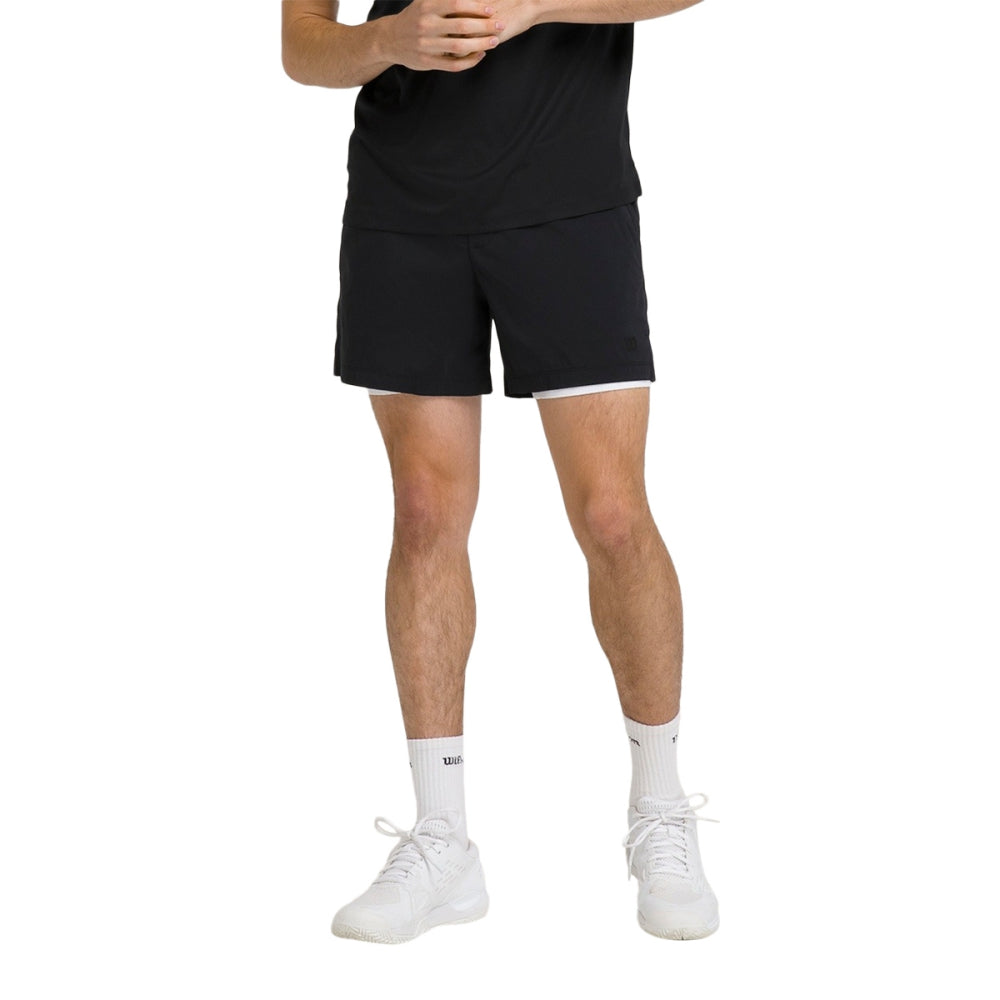 Wilson Mens Tennis Volley Short 6 Shorts in Black Color