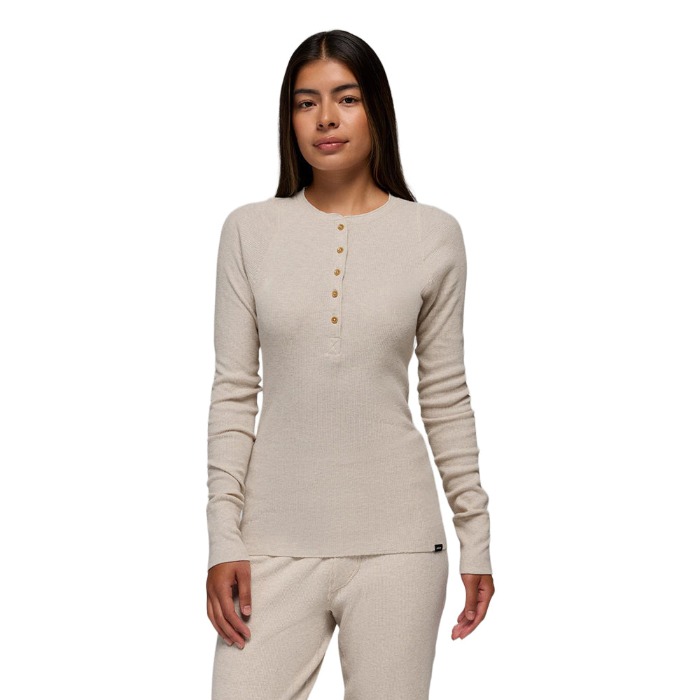Prana Womens Touchstone Henley Pullover in White Color