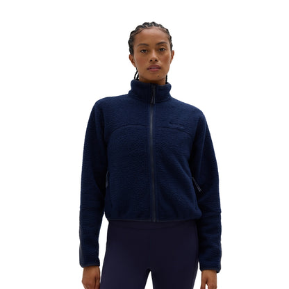 Halfdays Womens Chapelle Jacket Fleece Midlayer in Blue Color