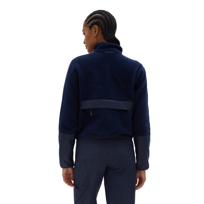 Halfdays Womens Chapelle Jacket Fleece Midlayer in Blue Color