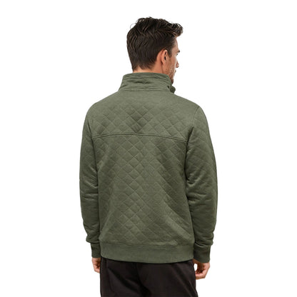 Tentree Mens Quilted Full Zip Midlayer in Green Color