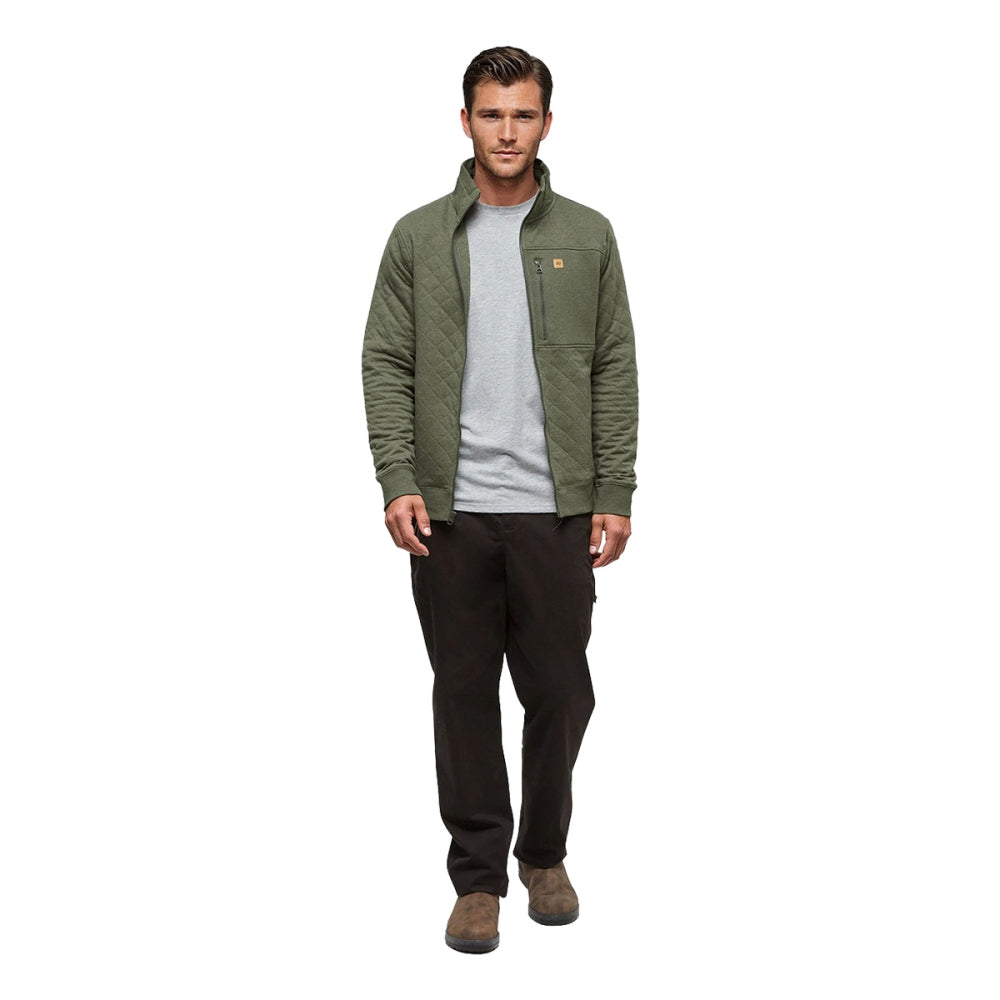 Tentree Mens Quilted Full Zip Midlayer in Green Color
