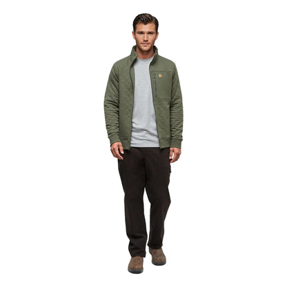 Tentree Mens Quilted Full Zip Midlayer in Green Color