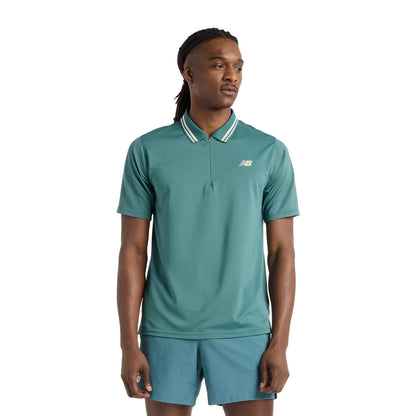 New Balance Mens Tournament Polo Tops in Green Color