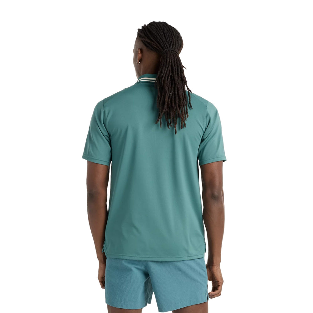 New Balance Mens Tournament Polo Tops in Green Color