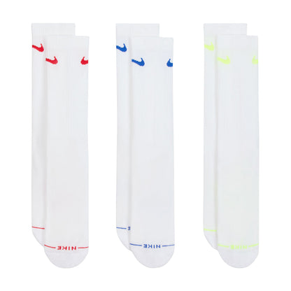 Nike Unisex 3Pk Ed Elvd Dri-FIT Crew Socks in Multi Color