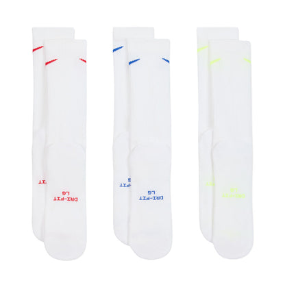 Nike Unisex 3Pk Ed Elvd Dri-FIT Crew Socks in Multi Color