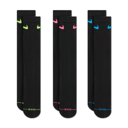 Nike Unisex 3Pk Ed Elvd Dri-FIT Crew Socks in Multi Color