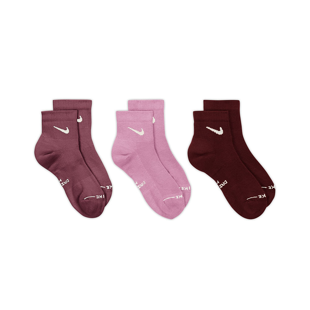 Nike Unisex 3Pk Ed Dri-FIT 1/4 Socks in Multi Color