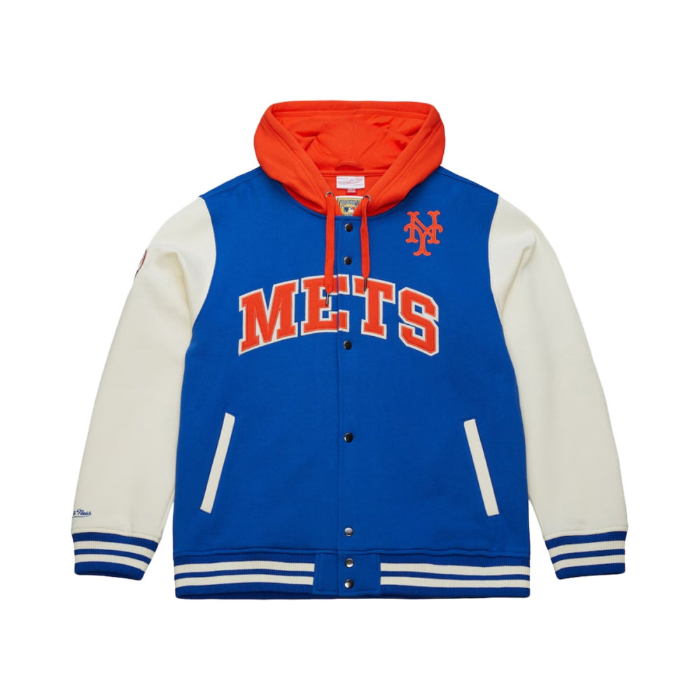 Mitchell And Ness Kids new york mets Court Side Flc Jkt Fan Apparel in Blue Color