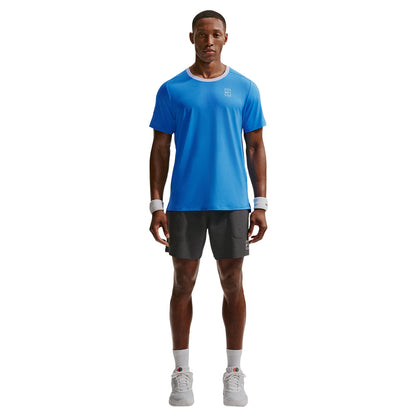 Nike Mens Nikecourt Advantage Tee Tops in Blue Color