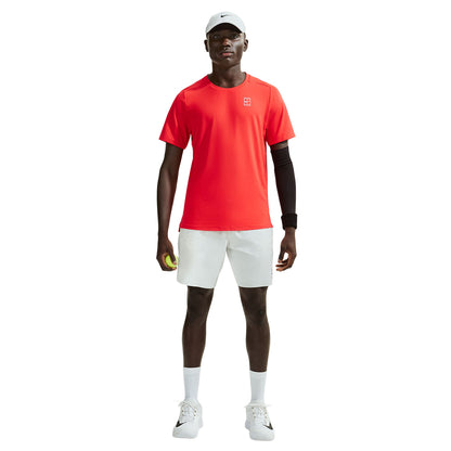 Nike Mens Nikecourt Advantage Tee Tops in Red Color