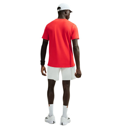 Nike Mens Nikecourt Advantage Tee Tops in Red Color