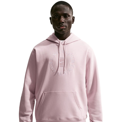Nike Mens Terry Pullover Hoodie Pullover in Pink Color