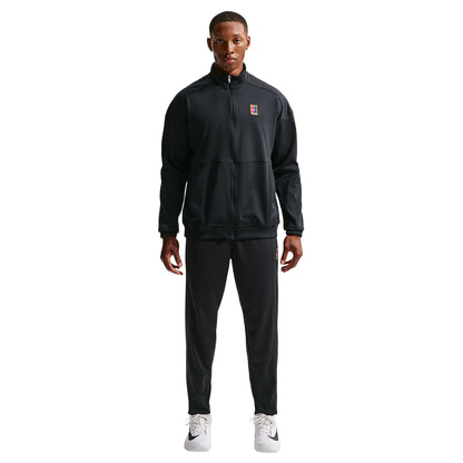 Nike Mens Nikecourt Heritage Track Zip-Ups in Black Color