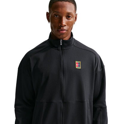 Nike Mens Nikecourt Heritage Track Zip-Ups in Black Color