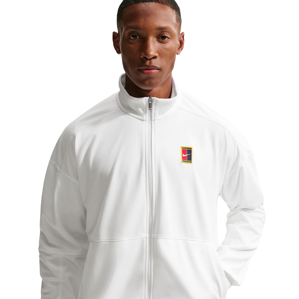Nike Mens Nikecourt Heritage Track Zip-Ups in White Color