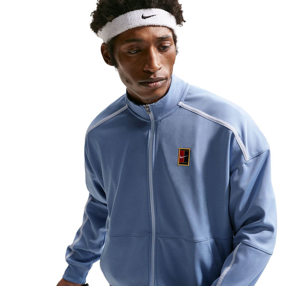 Nike Mens Nikecourt Heritage Track Zip-Ups in Blue Color