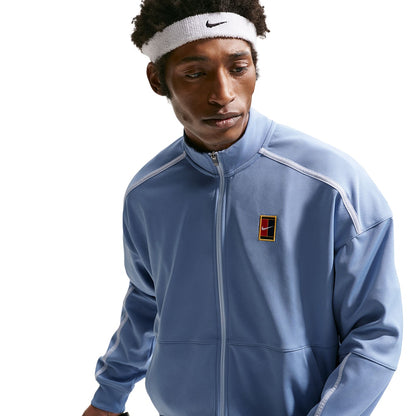 Nike Mens Nikecourt Heritage Track Zip-Ups in Blue Color