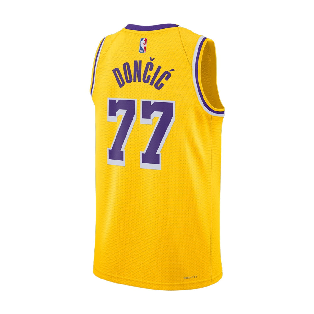 Nike Mens Los Angeles Lakers Doncic Icon Swingman Fan Apparel in Yellow Color