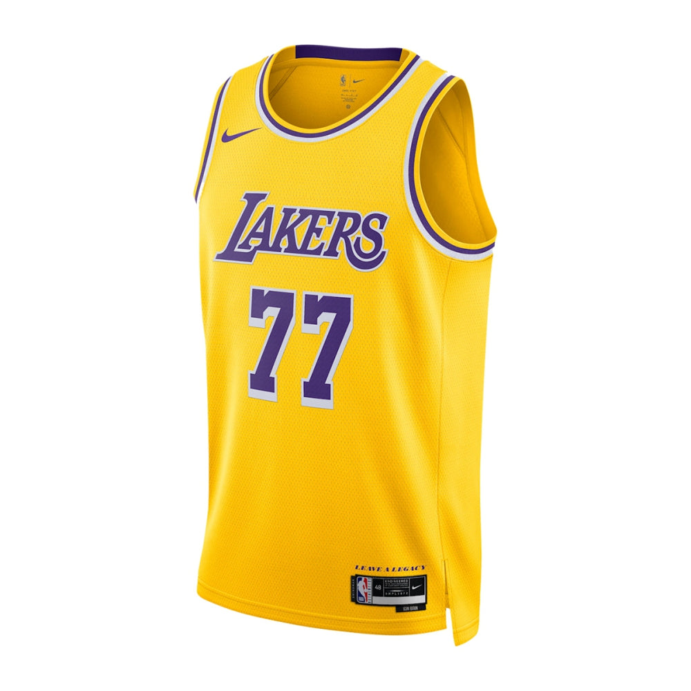 Nike Mens Los Angeles Lakers Doncic Icon Swingman Fan Apparel in Yellow Color