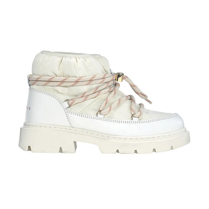 Inuikii Womens Biker Puffer Boots in White Color
