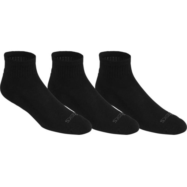 Asics Cushion 1/4 Cut 3-Pack Socks in Black Color