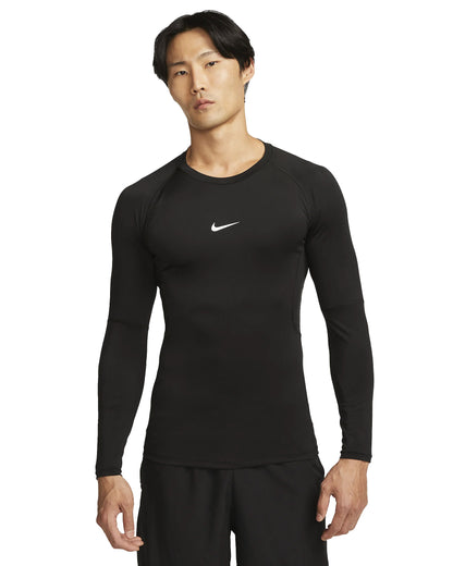 Nike Mens Pro Ls Compression Tops in Black Color