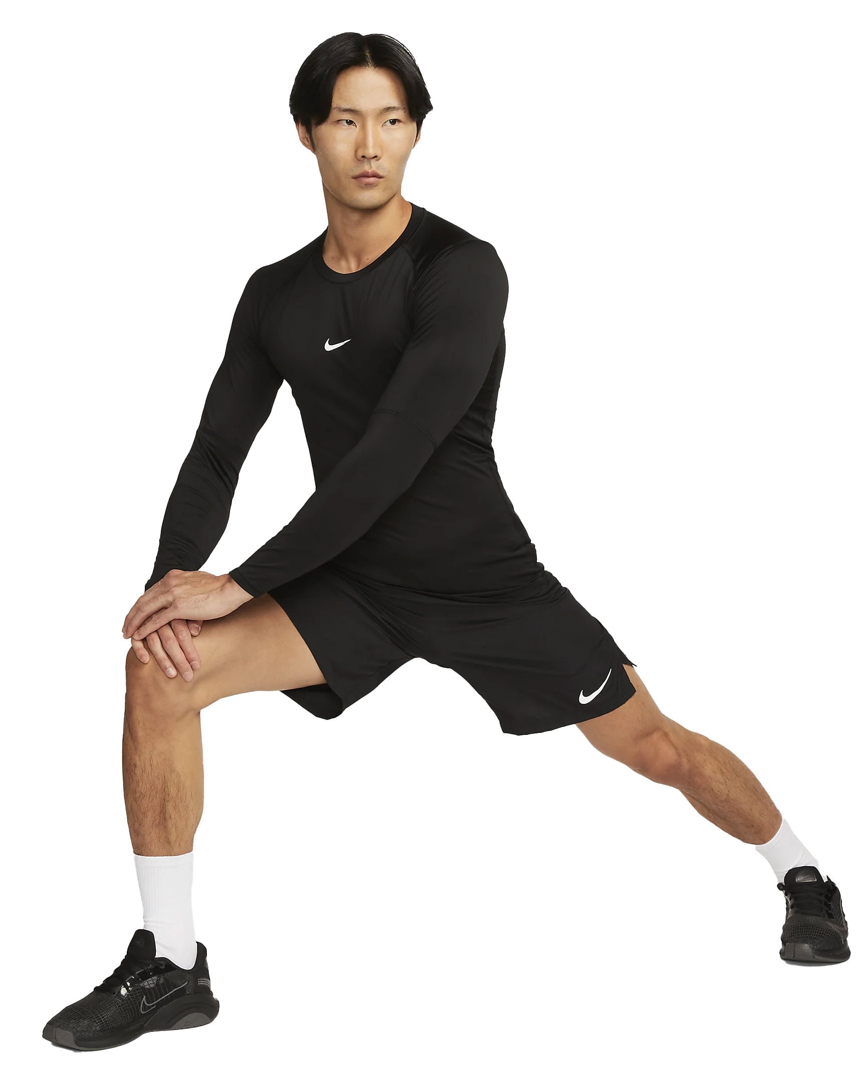 Nike Mens Pro Long Sleeve Compression BLACK/WHITE – Paragon Sports