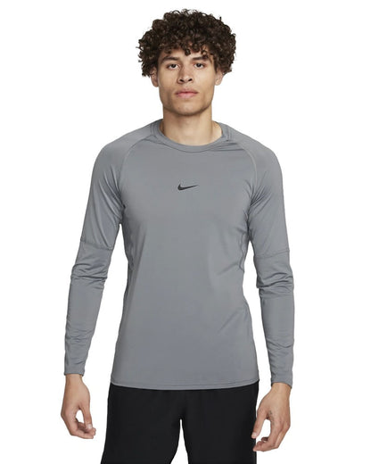 Nike Mens Pro Df Ls Top in Grey Color